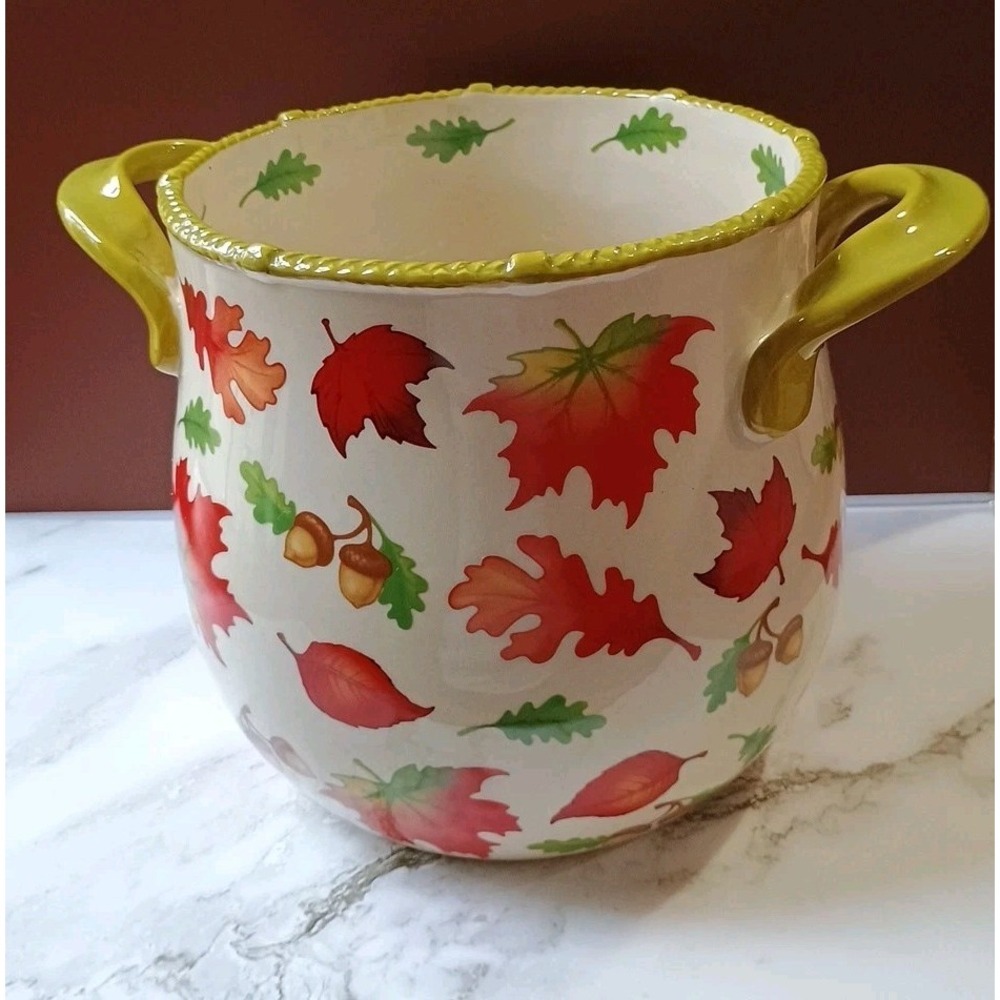 Temp-tations Seasonal‎ Ruffled Bowl Crock With Handles Harvest Fall
